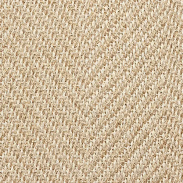 beige sisal carpet with herringbone weave pattern.
