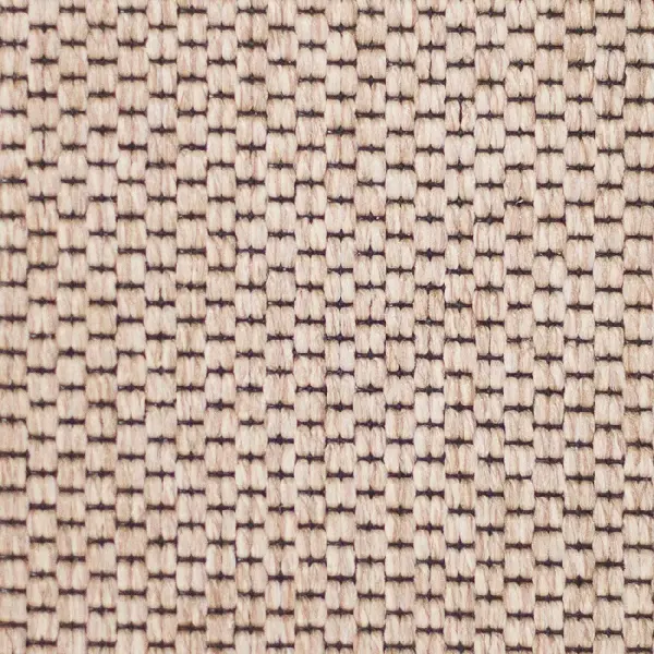 beige woven propylene carpet with a basketweave pattern