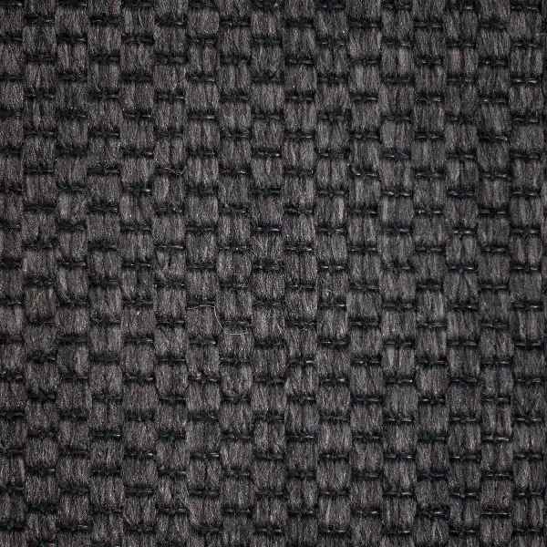 dark gray woven propylene carpet with a basketweave pattern